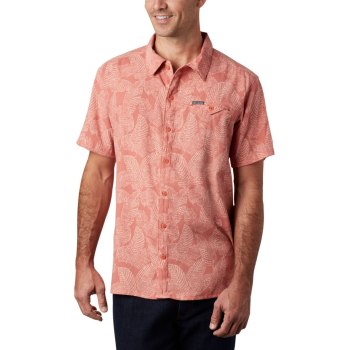 Columbia Lakeside Trail Short Sleeve, Camisa Coral Oscuro Para Hombre | 507983-KCV